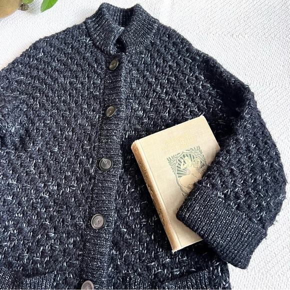 Classiques Entier Black & Silver Thick Knit Oversized Long Cardigan Jacket XS - Picture 4 of 7